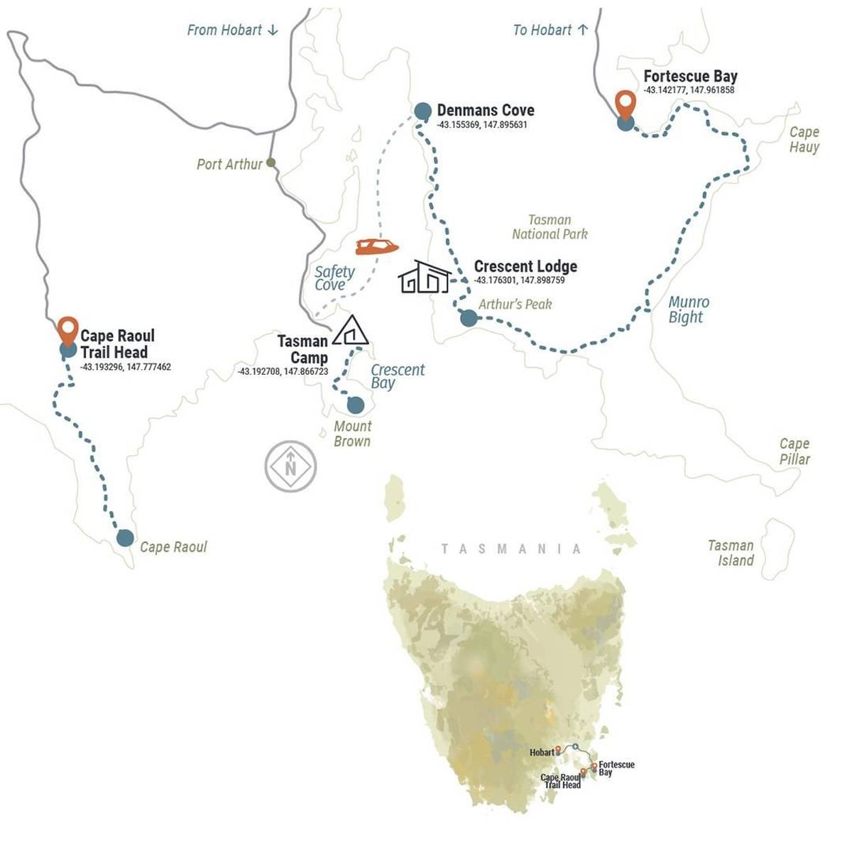 Three Capes Adventure Walk (3-day) Map