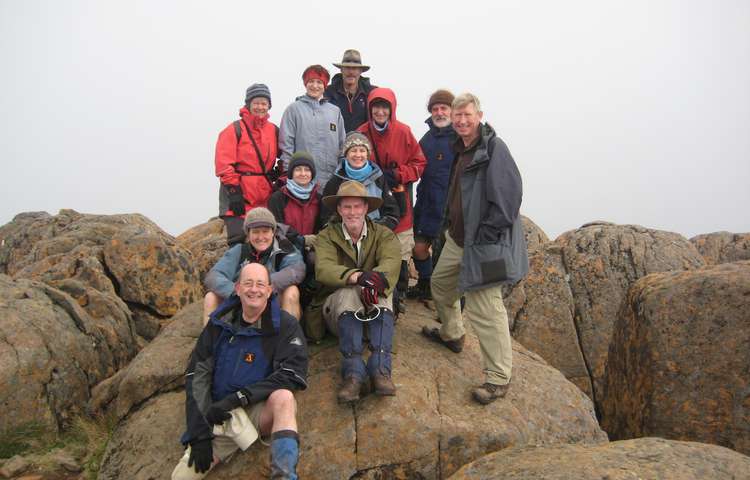 Everyone on the summit of Mt Ossa.