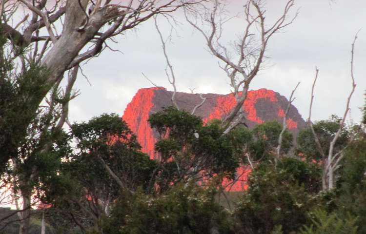 Cradle Mountain at sunset from BarnBluff Hut