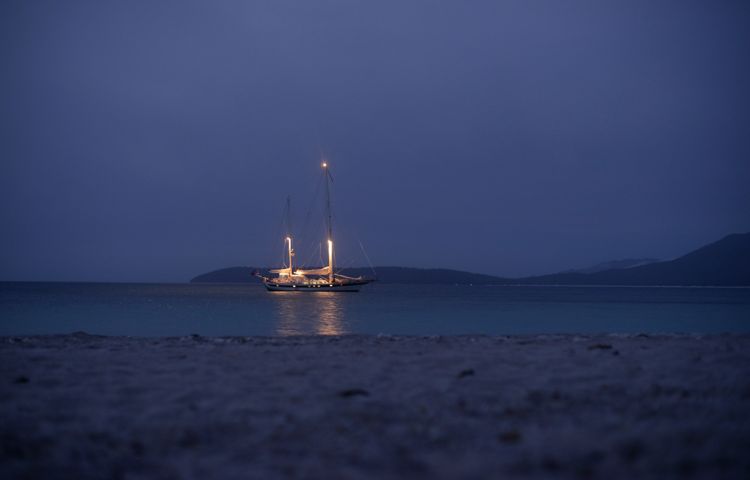 Wineglass Bay sailboat at night