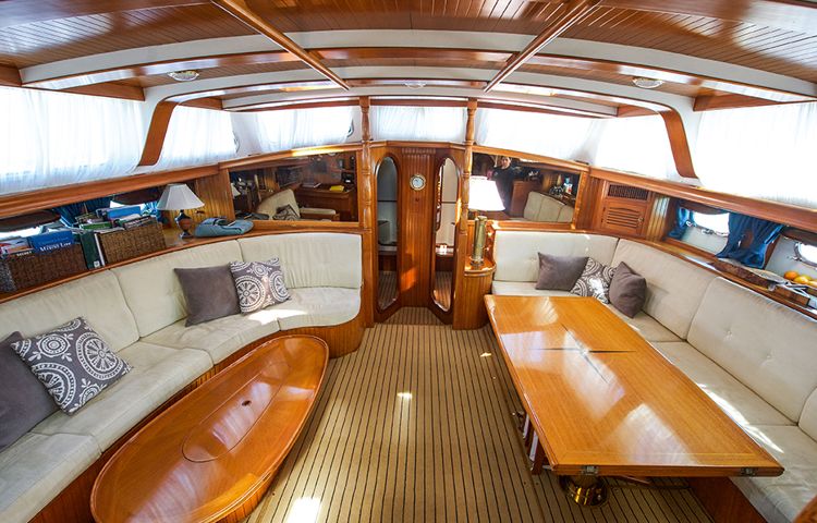 interior of sailboat at Wineglass Bay
