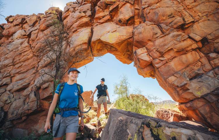 Guests exploring Finke river on the trail