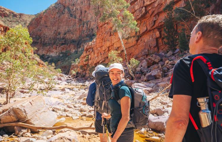 Guests hiking through Larapinta trail
