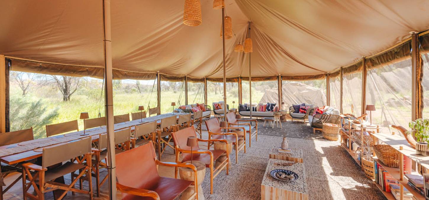 Luxury tent interior at Larapinta