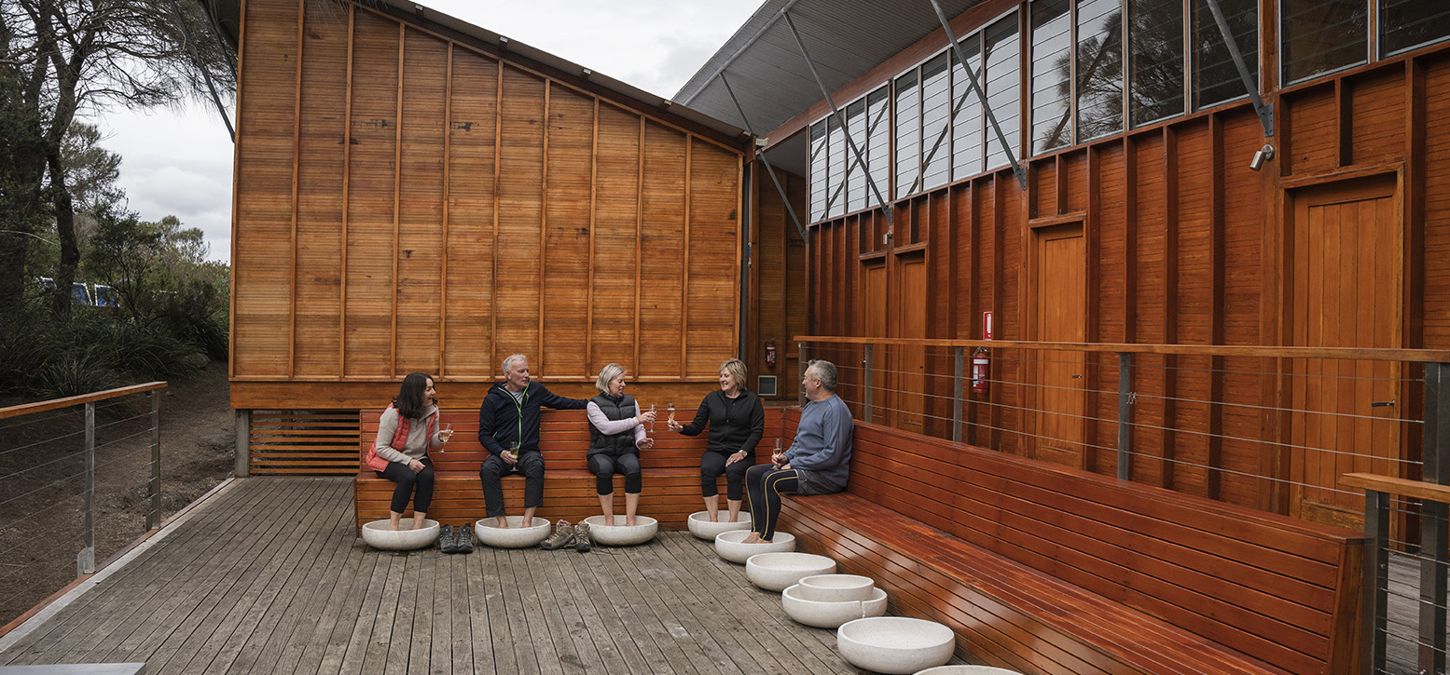 Enjoy a footspa at the end of the day after bushwalking at Bay of Fires