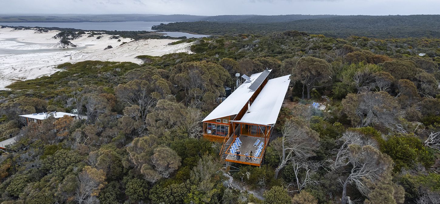 Beach views from our private accommodation on Bay of Fires Lodge Walk, Tasmania