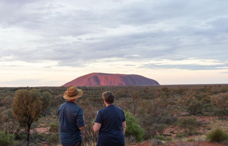 Views out towards Uluṟu from our private lodge