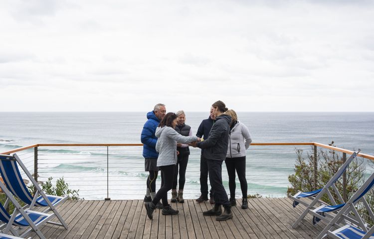 Guests, balccony, ocean, Bay of Fires