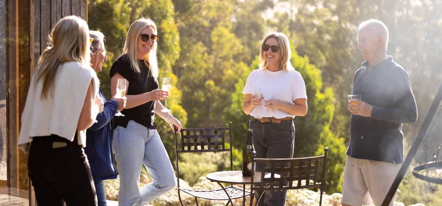 guests conversing at Bruny Island camp