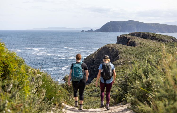 Guests walking along the path at Bruny Island