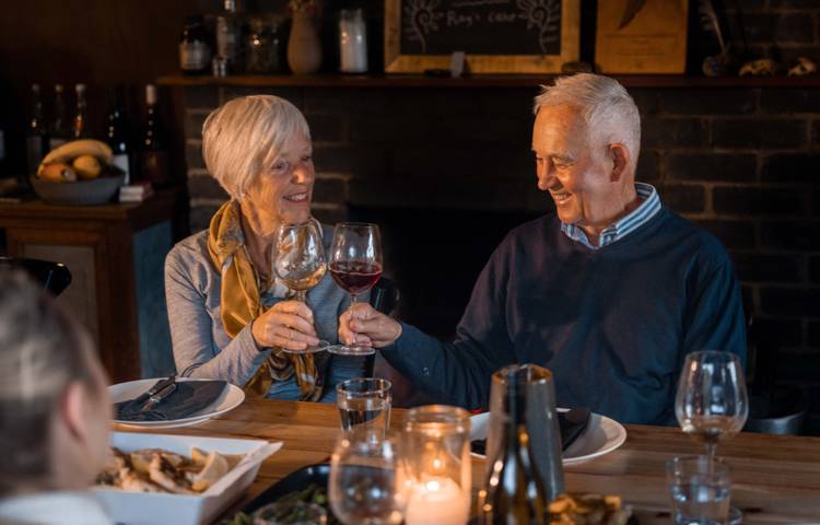 Guests enjoying dinner in the Bruny Island Lodge