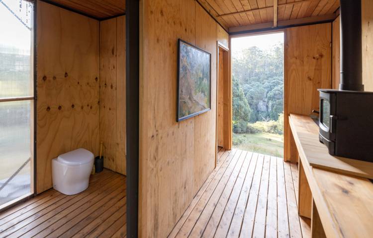 Rustic bathroom on Bruny Island Lodge Walk