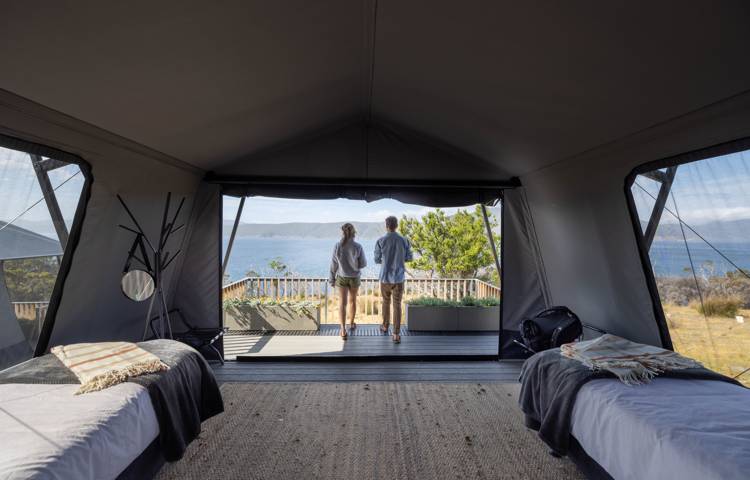Luxury tent accommodation on the Three Capes Walk