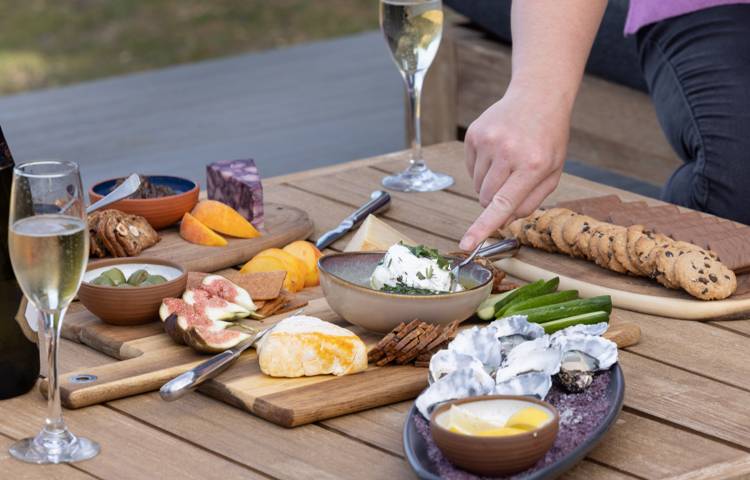 Delicious food prepared on Three Capes Lodge